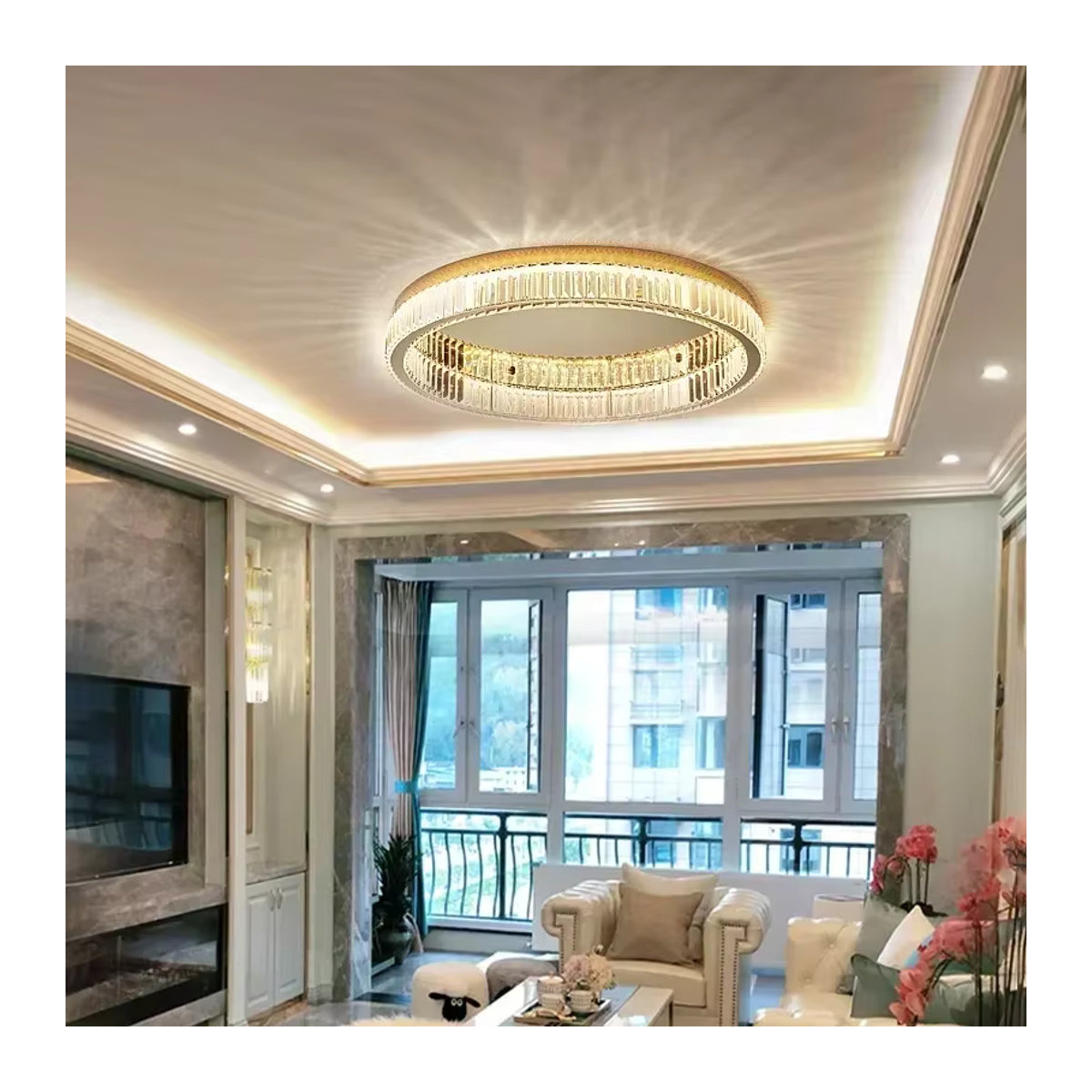 JIANKEXING Luxus Kristall LED Deckenleuchte im modernen italienischen Design als runder Kronleuchter für Wohnzimmer und Schlafzimmer - Bild 3