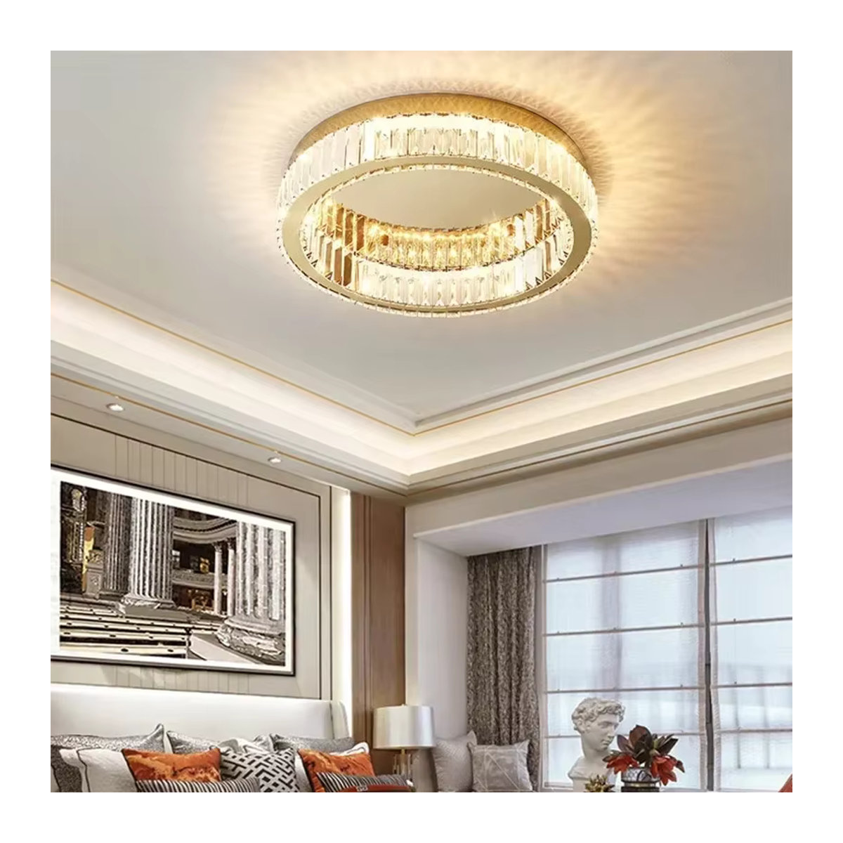 JIANKEXING Luxus Kristall LED Deckenleuchte im modernen italienischen Design als runder Kronleuchter für Wohnzimmer und Schlafzimmer - Bild 4