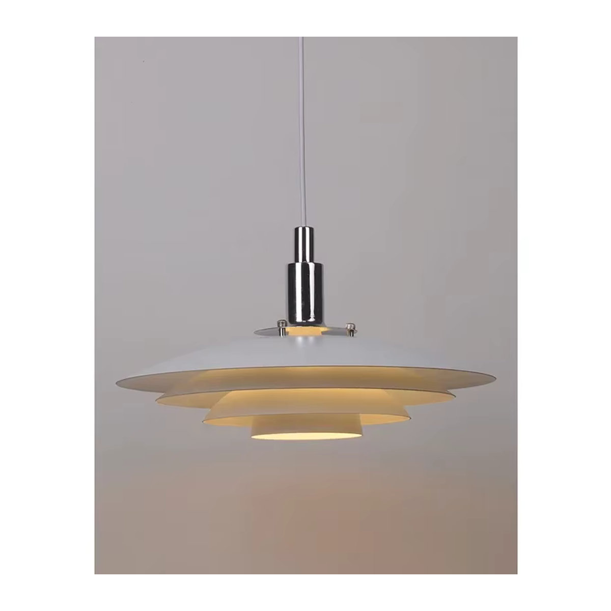 JIANKEXING Mid-Century Pendelleuchte aus Aluminium mit Farbverlauf in Weiß und Rot für Esszimmer und Küche - Bild 3