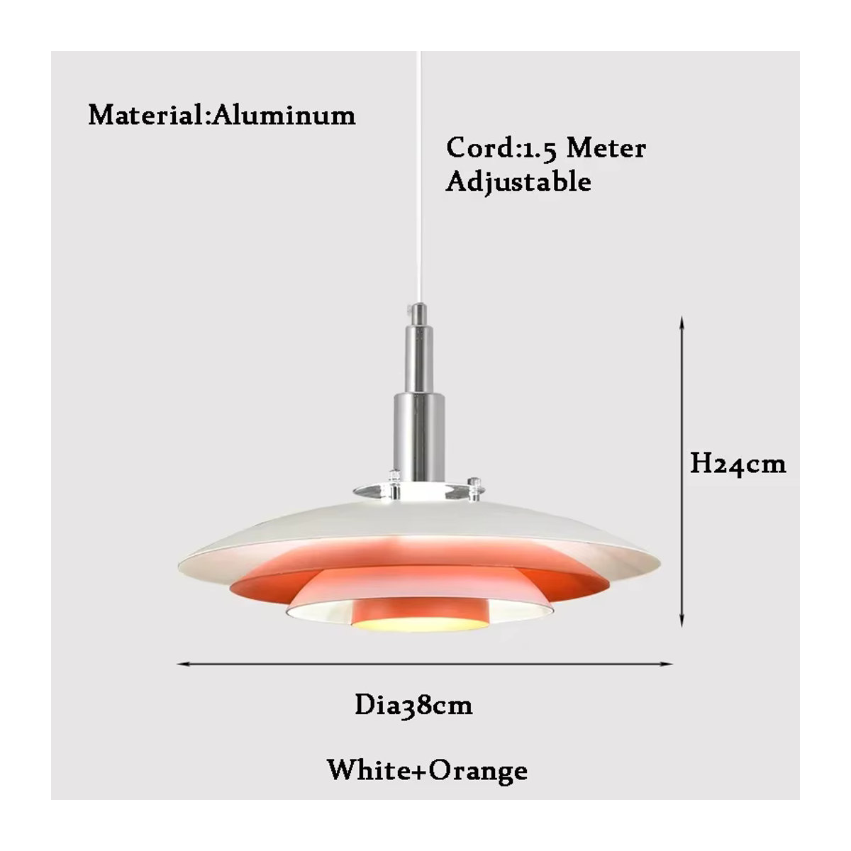 JIANKEXING Mid-Century Pendelleuchte aus Aluminium mit Farbverlauf in Weiß und Rot für Esszimmer und Küche - Bild 5
