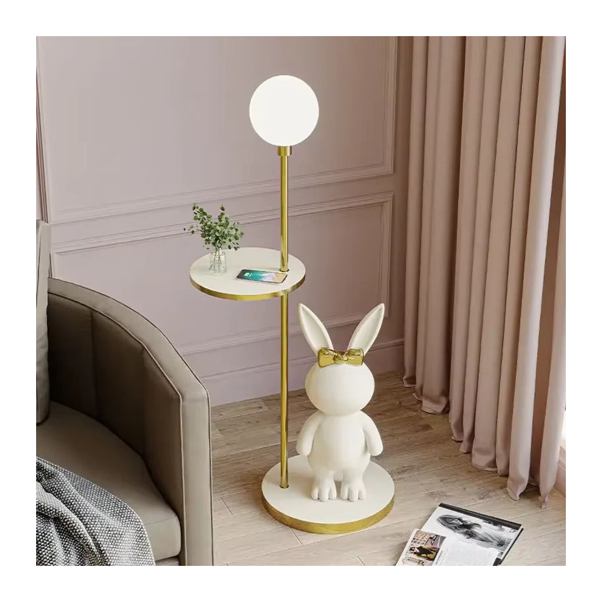 JIANKEXING Moderne Kaninchen LED Tischlampe in Weiß aus Kunststoff für Wohnzimmer und Kinderzimmer - Bild 3