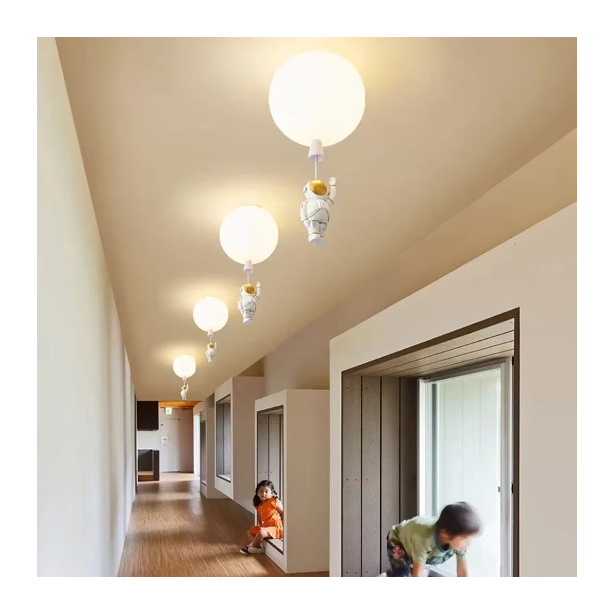 JIANKEXING Moderne LED Astronaut Ballon Pendelleuchte aus Glas in Weiß für das Kinderzimmer - Bild 3