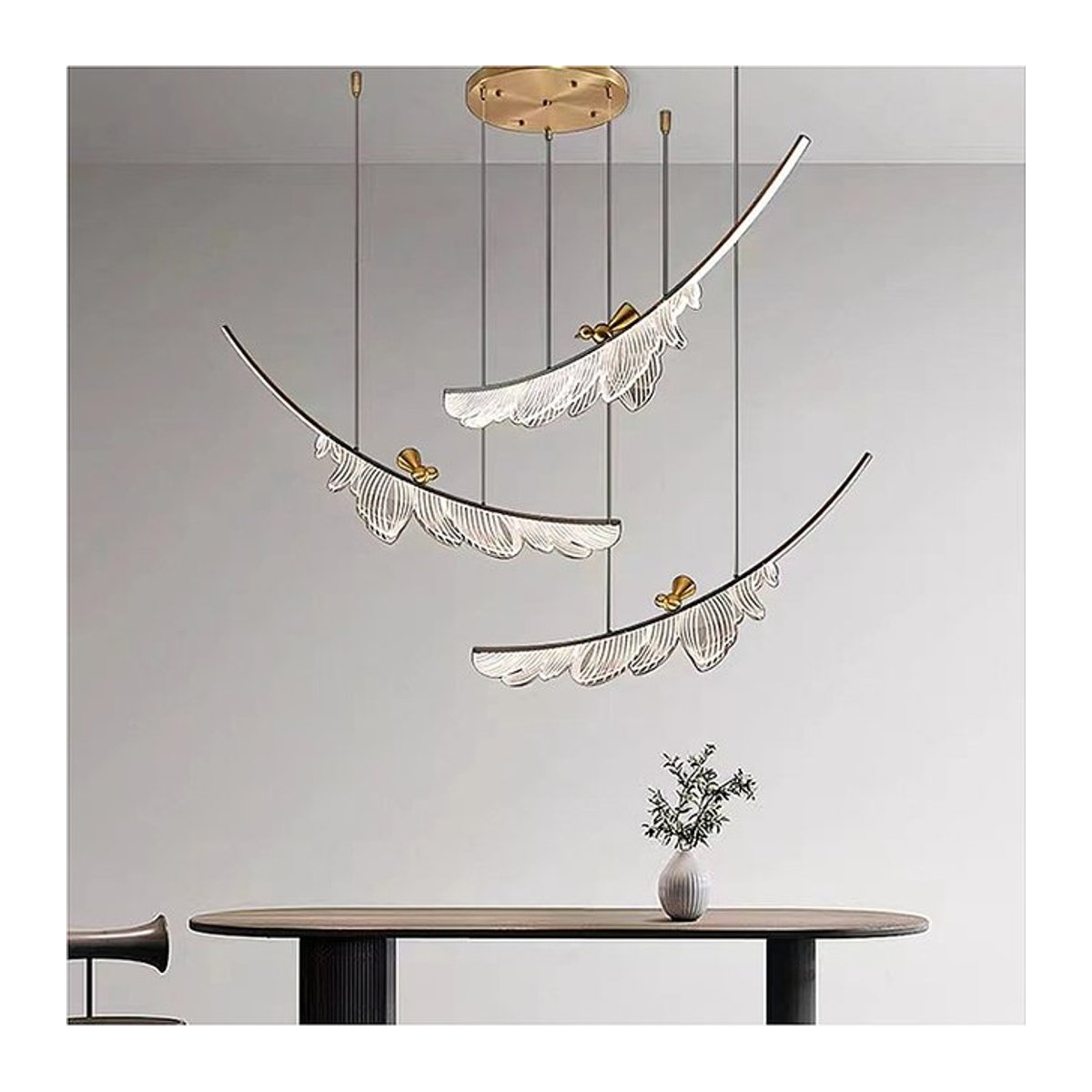 JIANKEXING Moderne LED Pendelleuchte aus Acryl in Weiß im Feder-Design für Wohnzimmer und Hotel - Bild 1