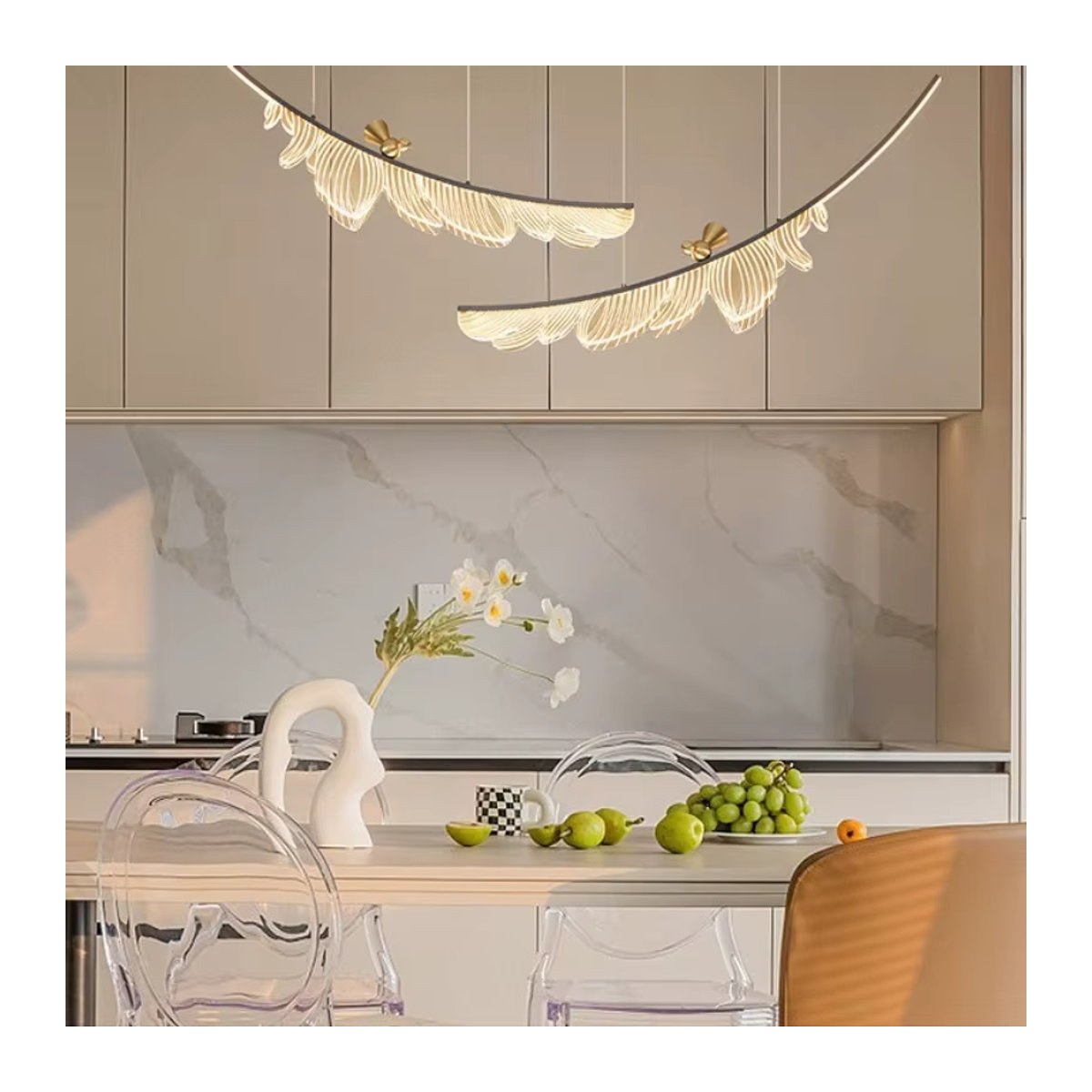 JIANKEXING Moderne LED Pendelleuchte aus Acryl in Weiß im Feder-Design für Wohnzimmer und Hotel - Bild 2