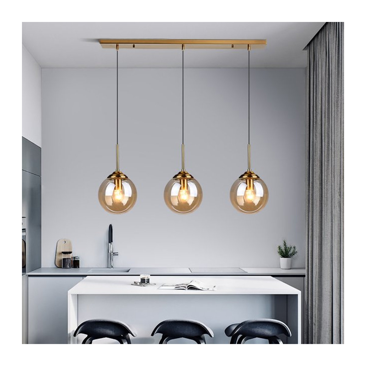 JIANKEXING Moderne LED-Pendelleuchte aus Glas im italienischen Designer-Stil für Küche und Wohnzimmer - Bild 1