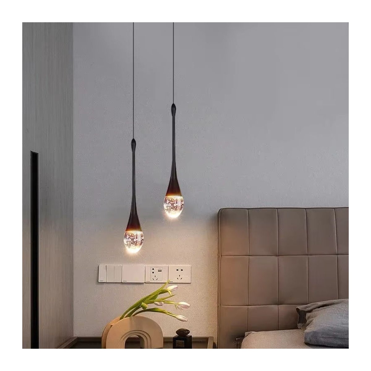 JIANKEXING Pendelleuchte aus Glas im skandinavischen Design mit dimmbarer LED in Schwarz - Bild 1