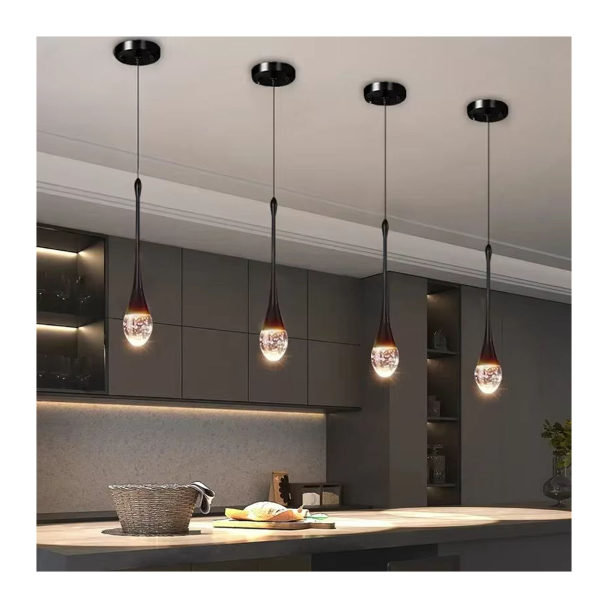 JIANKEXING Pendelleuchte aus Glas im skandinavischen Design mit dimmbarer LED in Schwarz - Bild 2