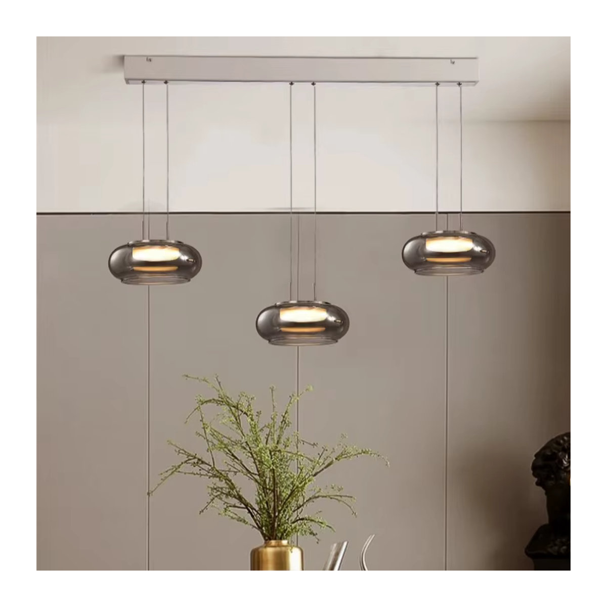 JIANKEXING Pendelleuchte aus Glas in Grau im modernen minimalistischen Design für Schlafzimmer, Wohnzimmer oder Restaurant - Bild 2