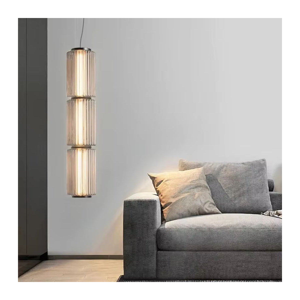JIANKEXING Pendelleuchte aus Glas in Grau und Weiß im skandinavischen Design mit LED-Technik - Bild 1