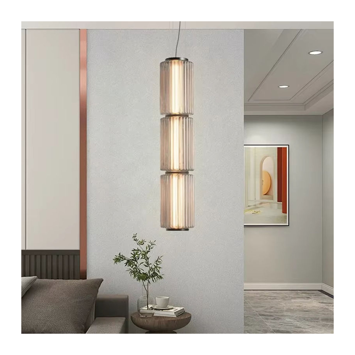 JIANKEXING Pendelleuchte aus Glas in Grau und Weiß im skandinavischen Design mit LED-Technik - Bild 3
