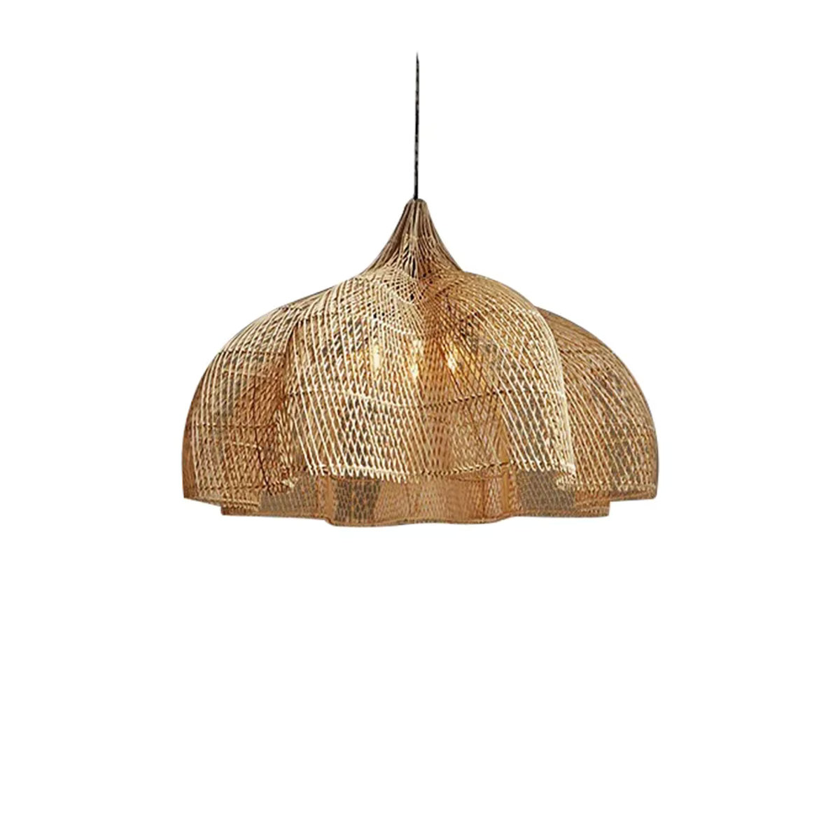 JIANKEXING Pendelleuchte aus Rattan im Retro-Bohemian-Stil mit LED, Braun - Bild 3