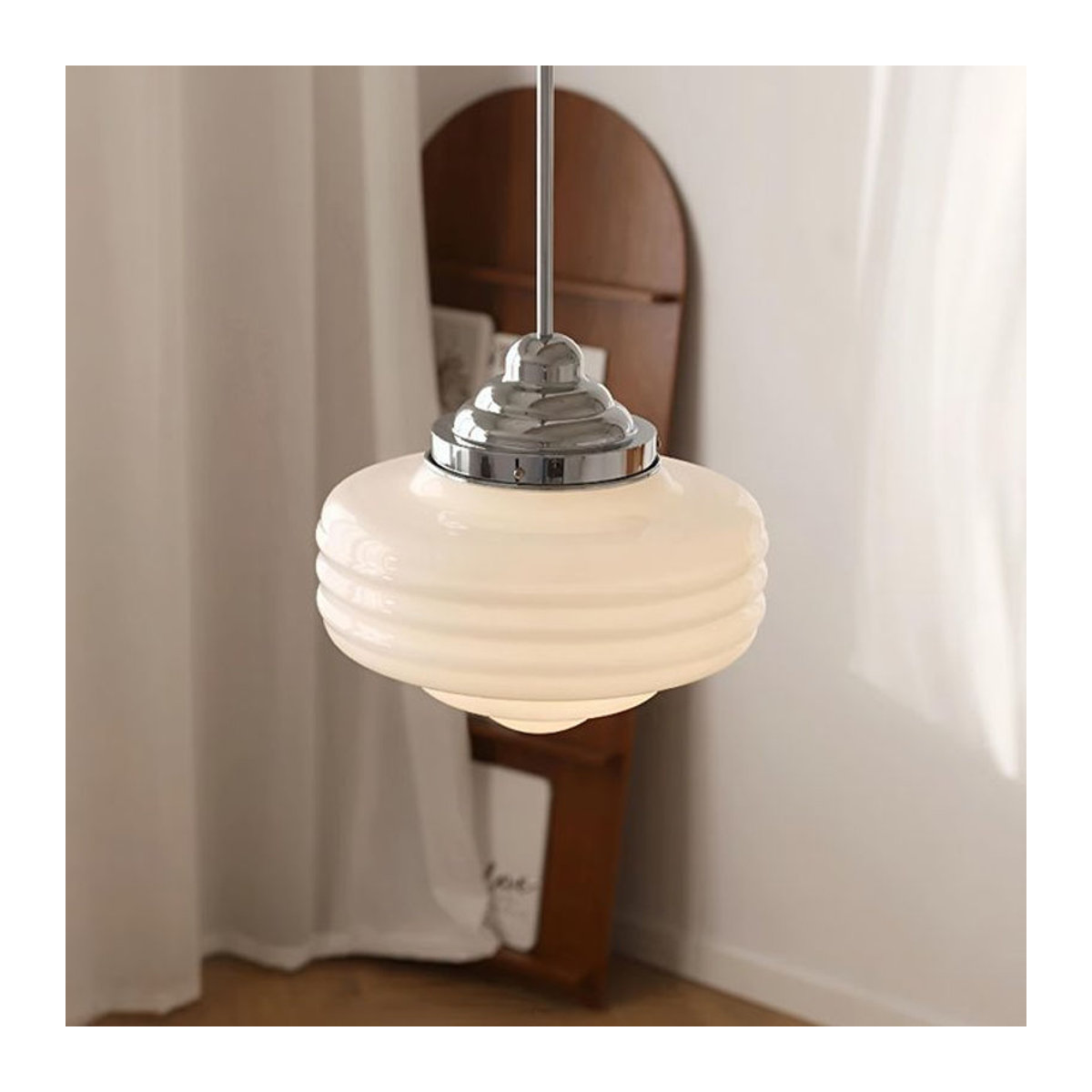 JIANKEXING Pendelleuchte im Nordic Modern Stil aus Metall und Glas in Weiß mit einstellbarer Länge für Esszimmer, Bar oder Schlafzimmer - Bild 1