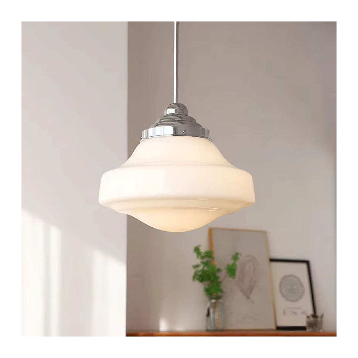 JIANKEXING Pendelleuchte im Nordic Modern Stil aus Metall und Glas in Weiß mit einstellbarer Länge für Esszimmer, Bar oder Schlafzimmer - Bild 2