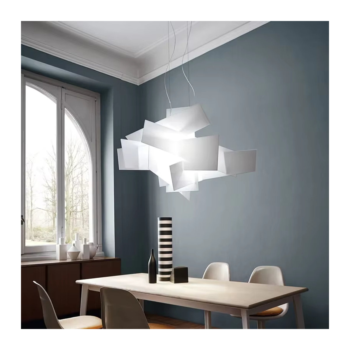 JIANKEXING Pendelleuchte im skandinavischen Design aus Acryl und Papier, modern und minimalistisch, Farben: Rot und Weiß - Bild 3