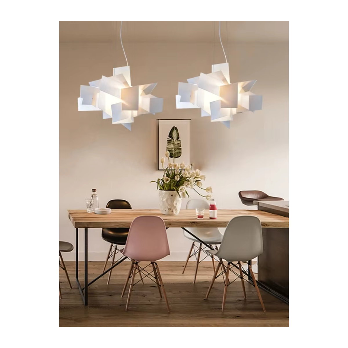 JIANKEXING Pendelleuchte im skandinavischen Design aus Acryl und Papier, modern und minimalistisch, Farben: Rot und Weiß - Bild 4