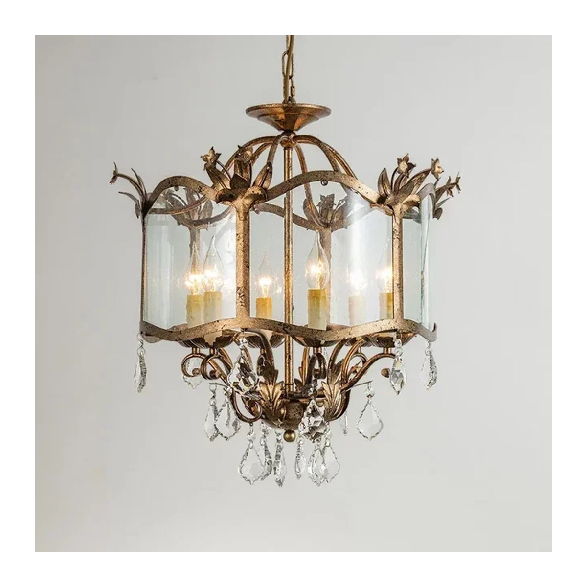 JIANKEXING Retro-Kristall-Pendelleuchte aus Glas mit LED-Beleuchtung für Wohnzimmer, Schlafzimmer und Restaurant - Bild 1