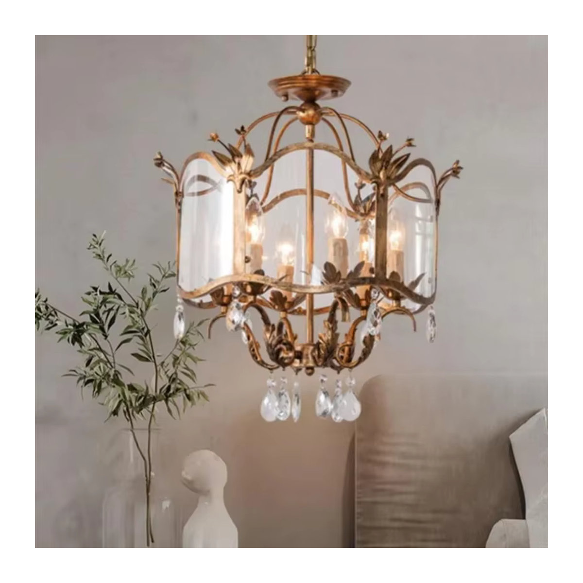 JIANKEXING Retro-Kristall-Pendelleuchte aus Glas mit LED-Beleuchtung für Wohnzimmer, Schlafzimmer und Restaurant - Bild 2