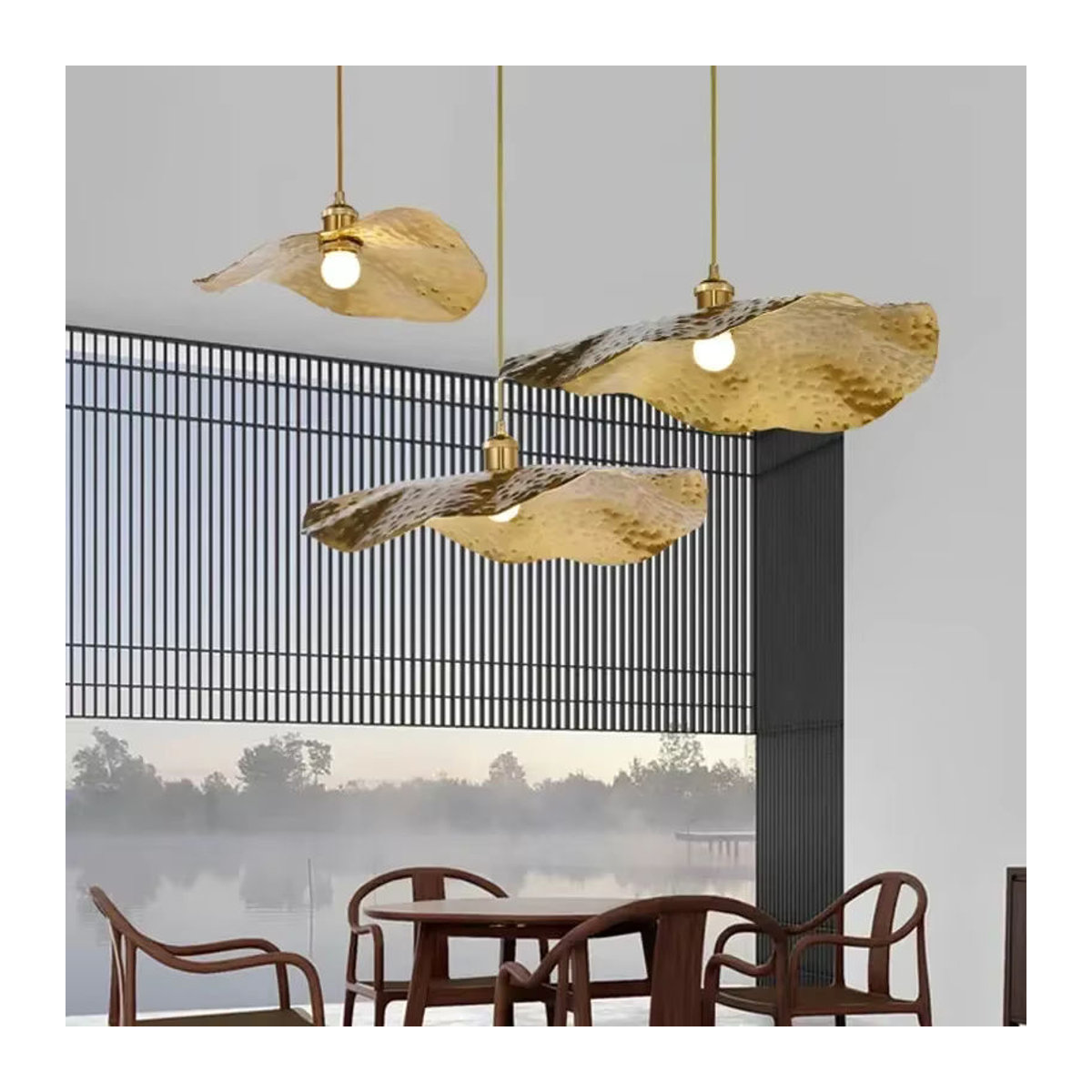 JIANKEXING Retro Kronleuchter im Lotusblatt-Design aus Metall für Zen-Teezimmer und Küchen - Bild 3