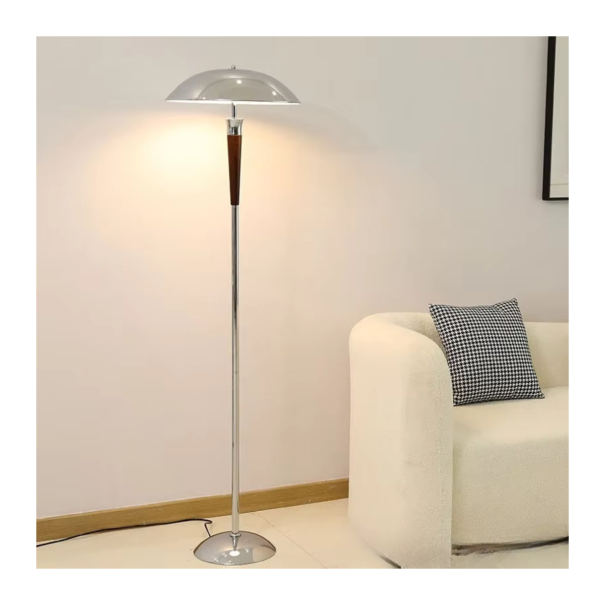 JIANKEXING Retro LED Standleuchte aus Massivholz und Metall in Silber - Bild 2