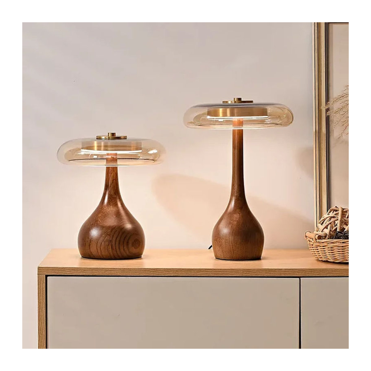 JIANKEXING Retro LED Tischlampe aus Messing und Glas in Braun für Wohnzimmer und Schlafzimmer - Bild 1