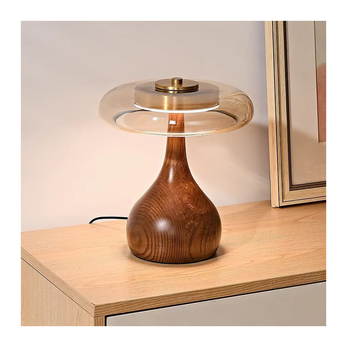JIANKEXING Retro LED Tischlampe aus Messing und Glas in Braun für Wohnzimmer und Schlafzimmer - Bild 2
