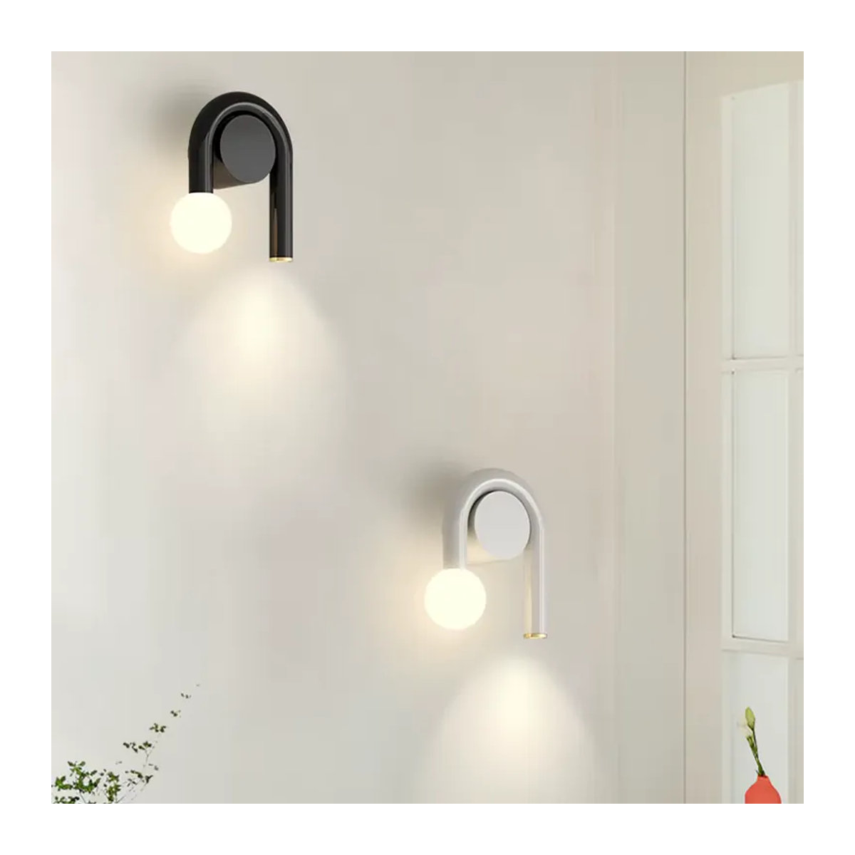 JIANKEXING Skandinavische LED-Wandleuchte in U-Form, minimalistisches Design in Schwarz und Bunt für Wohnzimmer, Schlafzimmer und Flur - Bild 1