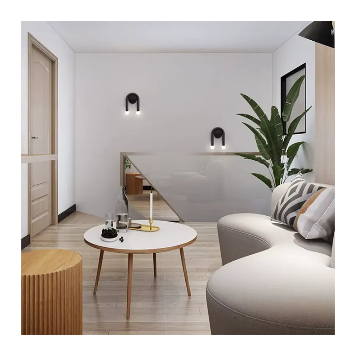 JIANKEXING Skandinavische LED-Wandleuchte in U-Form, minimalistisches Design in Schwarz und Bunt für Wohnzimmer, Schlafzimmer und Flur - Bild 2