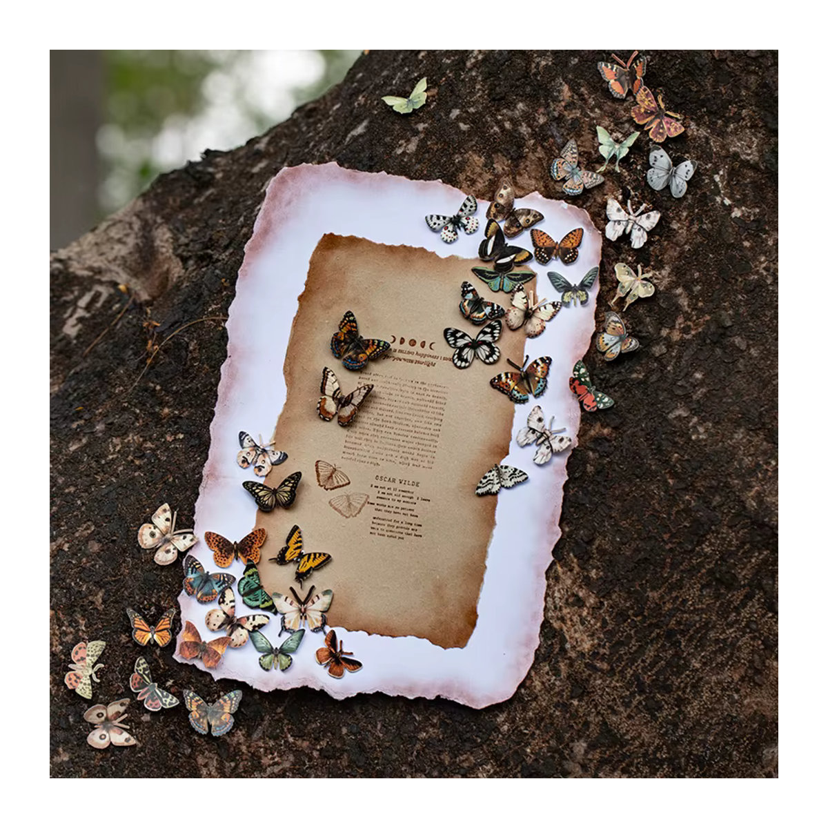 JIANQI 50 Stück Schmetterlingsaufkleber in Mehrfarbig, dekorative Vintage Aufkleber für DIY-Scrapbooking aus Papier - Bild 1