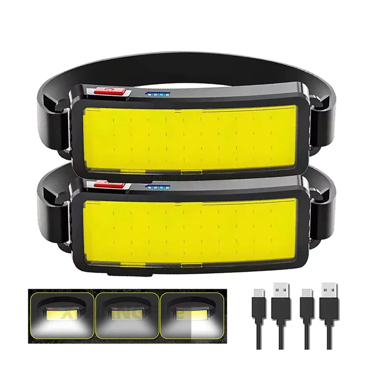 JIASHUAIXIN COB LED Scheinwerfer Kopf-Taschenlampe mit USB-C wiederaufladbarem Akku, wasserdichte Camping-Leuchte für Outdoor und Angeln - Bild 7