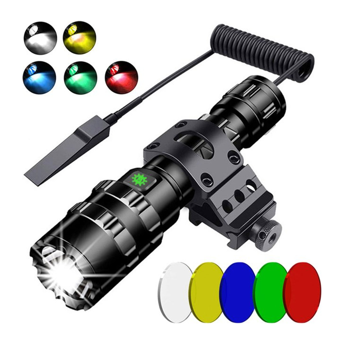 JIASHUAIXIN LED Taktische Jagdtaschenlampe L2 mit Gun Mount und USB-Ladefunktion, Wasserdichtes Aluminium-Gehäuse - Bild 1