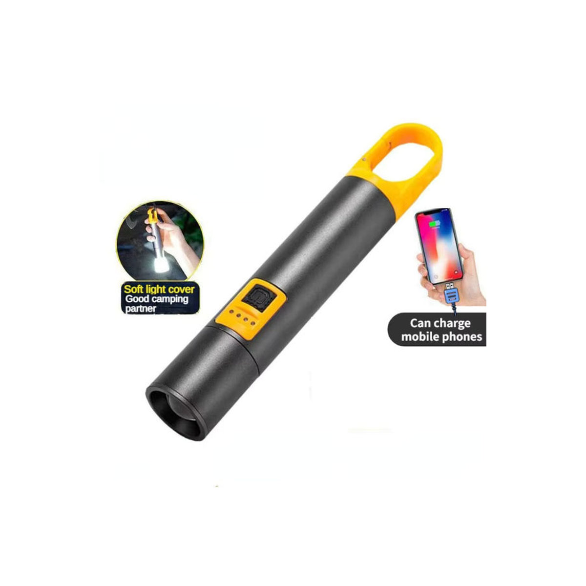 JIASHUAIXIN P90 LED-Taschenlampe Multifunktionale Arbeitsleuchte mit USB-Schnellladefunktion und Haken, Wasserdicht - Bild 5