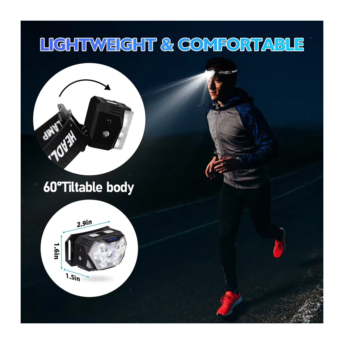 JIASHUAIXIN USB aufladbare LED Scheinwerfer mit Bewegungssensor für Camping und Outdoor - Bild 5
