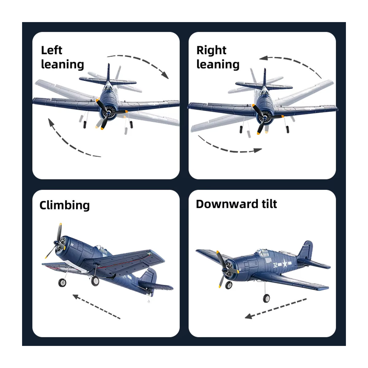JIKEFUN F6F Hellcat RC Kampfflugzeug FX9503 ferngesteuerter Jet aus EPP-Schaum mit 2,4G Fernsteuerung für Erwachsene - Bild 4