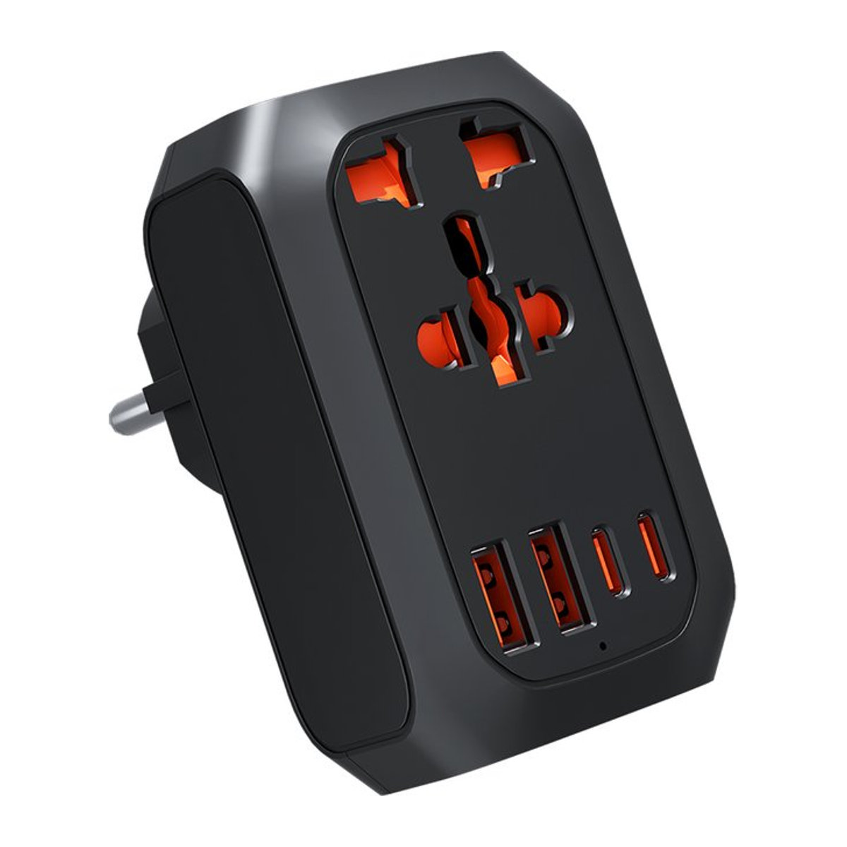 JINGMIN Universal Reiseadapter für EU, KR, CN, UK und US in Schwarz - Bild 1