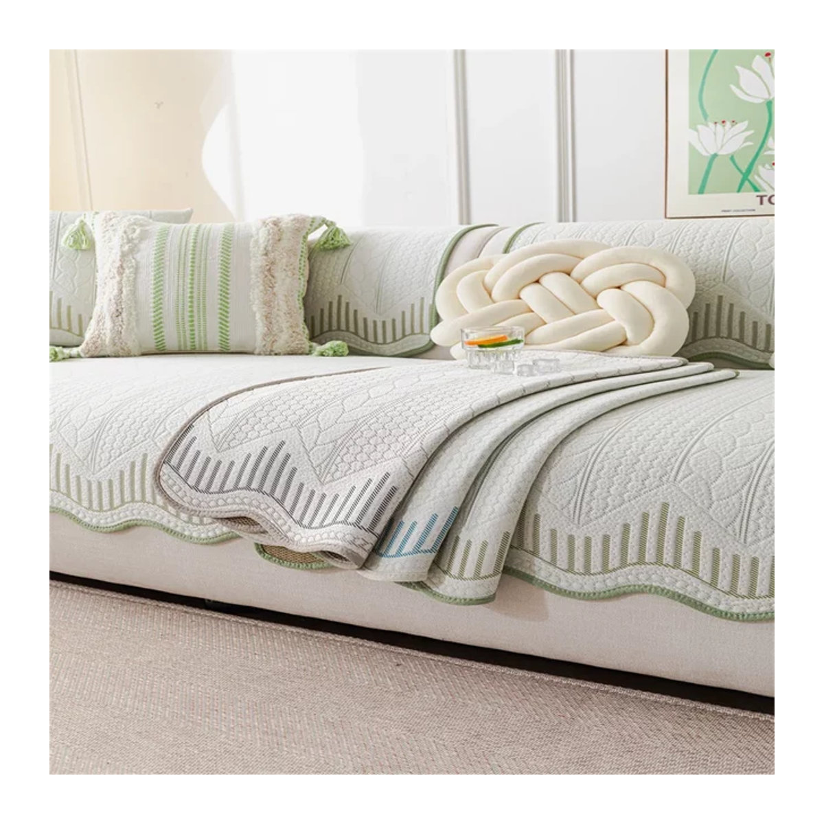 Jingyan Xijie Sofa Kissen Set aus Baumwolle in Weiß mit rutschfester Oberfläche im pastoralen Stil - Bild 1