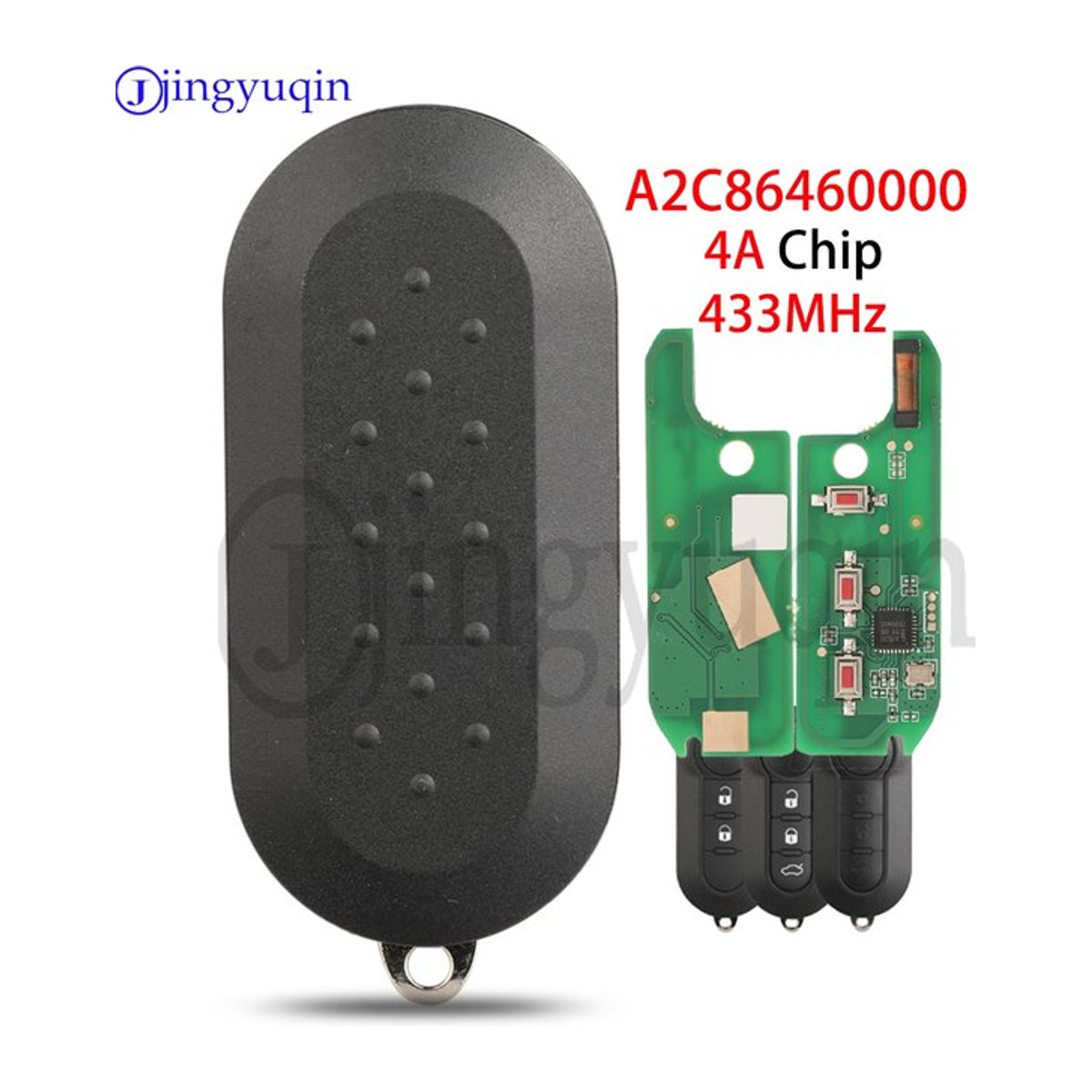 Jingyuqin A2C 86460000 Auto-Fernbedienungsschlüssel 433 MHz 4A Chip für Fiat Mobi Uno Fiorino E Mais Strada Citroen Peugeot in Schwarz - Bild 1