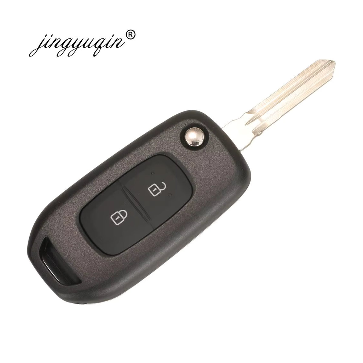 Jingyuqin Fernbedienung Auto Schlüssel mit 2 Tasten und 433 MHz PCF7961M 4A Chip für Renault Dacia Logan 2 II, Schwarz - Bild 2