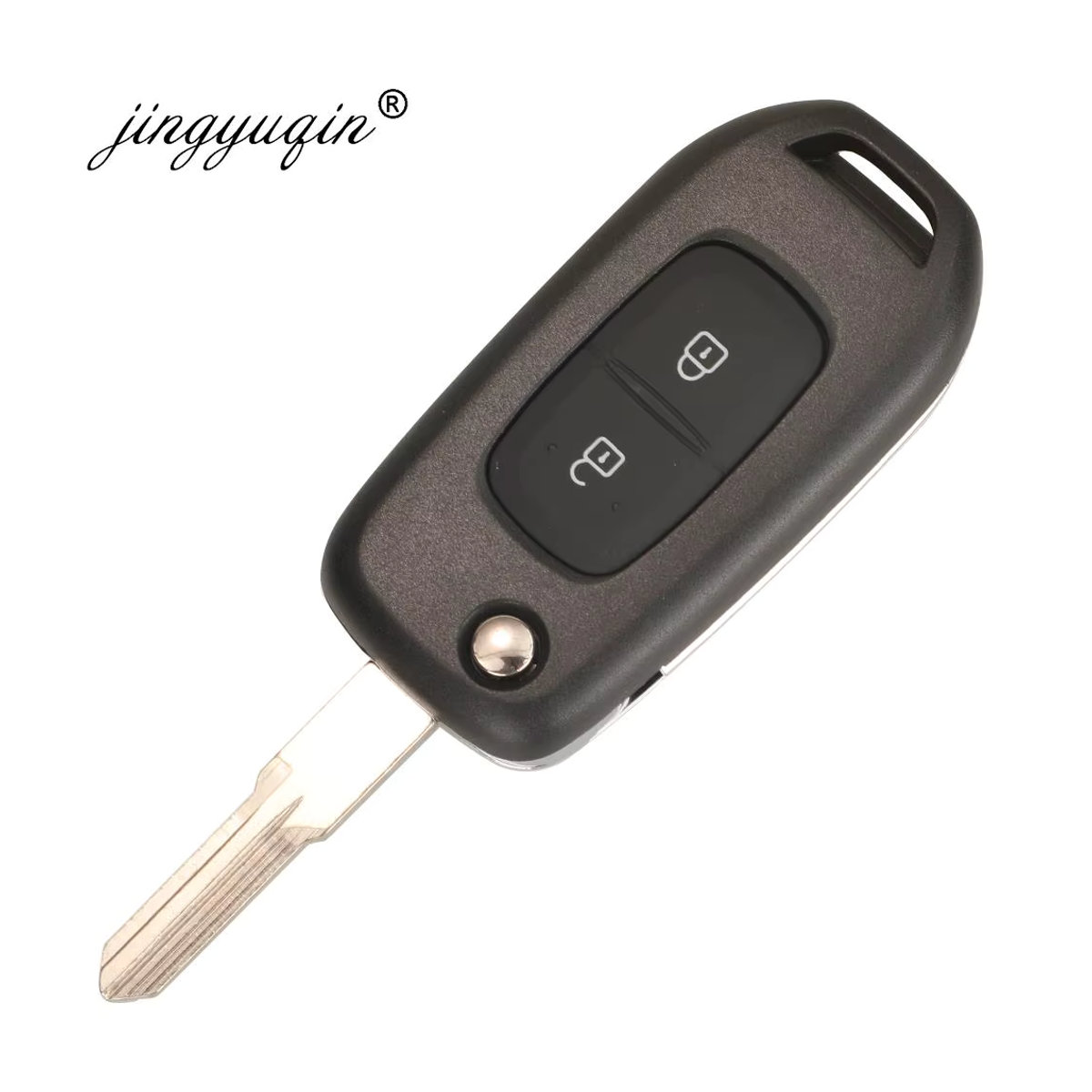 Jingyuqin Fernbedienung Auto Schlüssel mit 2 Tasten und 433 MHz PCF7961M 4A Chip für Renault Dacia Logan 2 II, Schwarz - Bild 3
