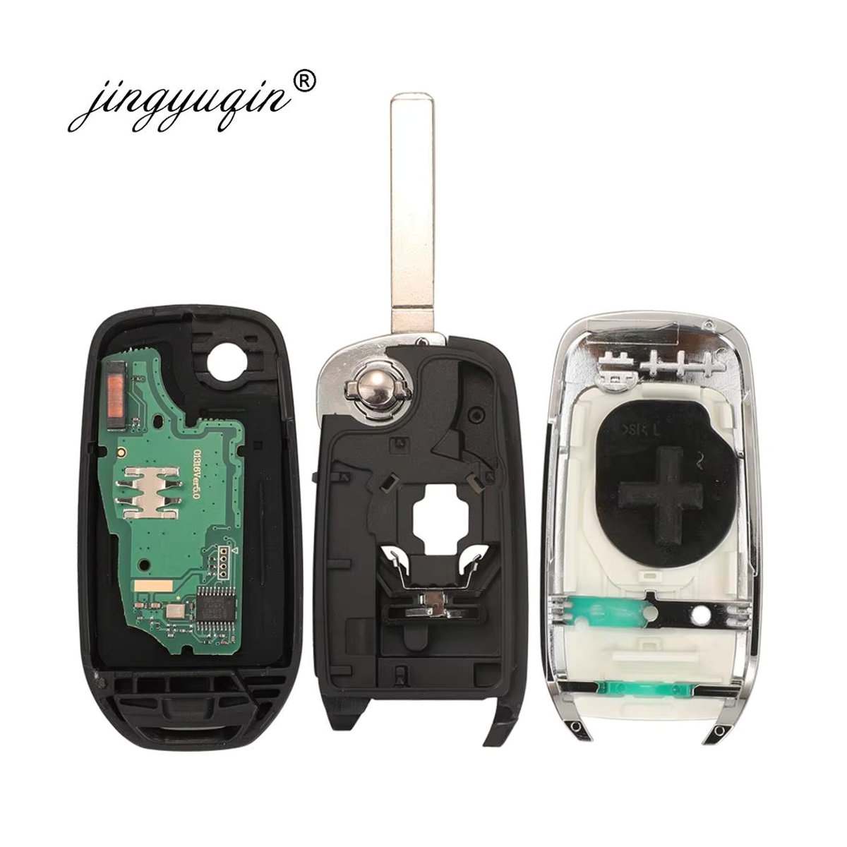 Jingyuqin Fernbedienung Auto Schlüssel mit 2 Tasten und 433 MHz PCF7961M 4A Chip für Renault Dacia Logan 2 II, Schwarz - Bild 4