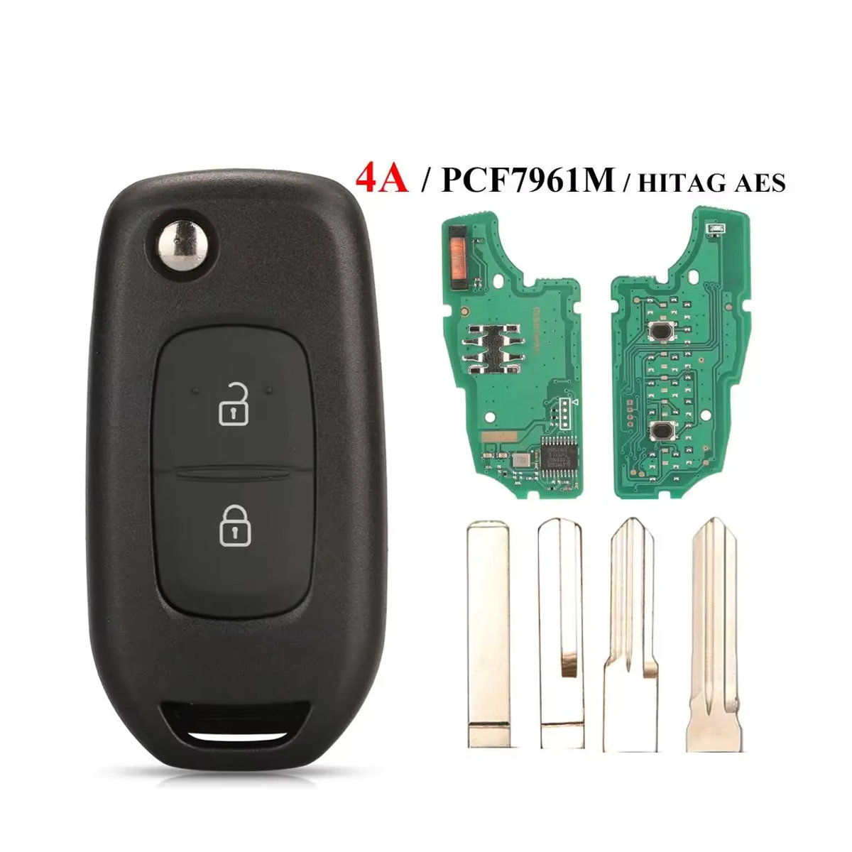 Jingyuqin Fernbedienung Auto Schlüssel mit 2 Tasten und 433 MHz PCF7961M 4A Chip für Renault Dacia Logan 2 II, Schwarz - Bild 5