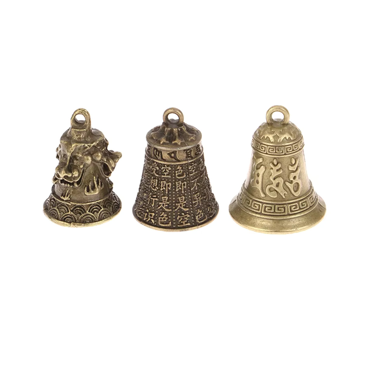 JINHF Retro Windspiel Drei-Löwen-Glocke aus Metall in Gold als Autoanhänger und Mini-Skulptur - Bild 4