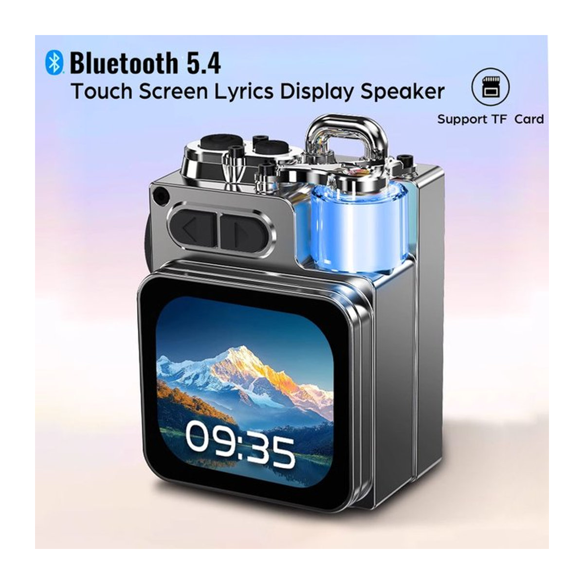 JINSERTA Bluetooth Lautsprecher mit Smart Touch Screen, tragbarer Mini Audio Player mit App-Steuerung und Freisprechfunktion, Schwarz oder Silber - Bild 1
