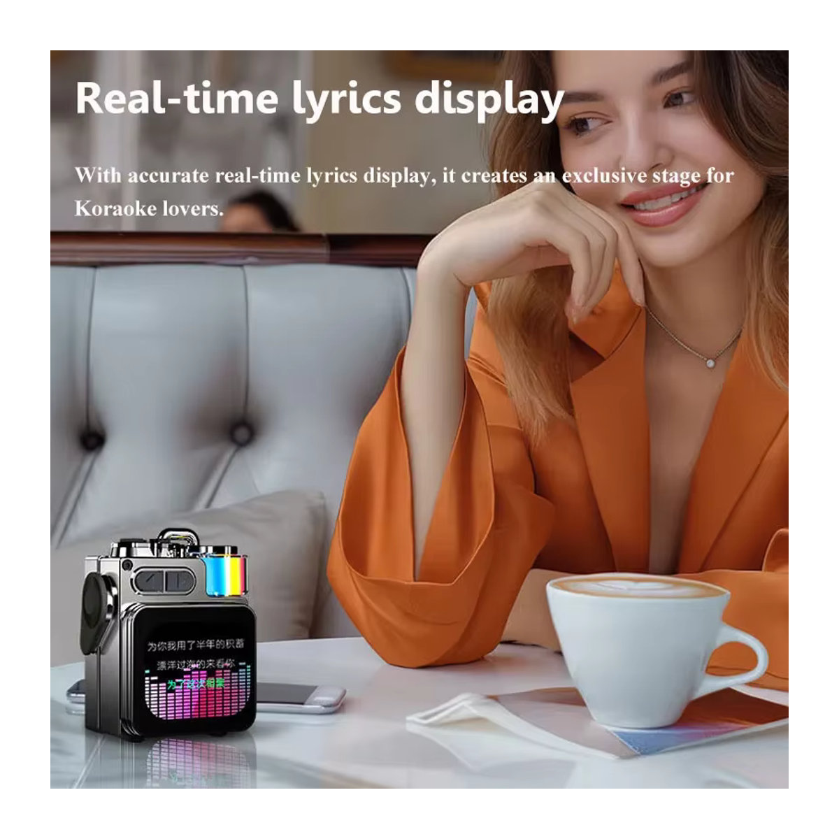 JINSERTA Bluetooth Lautsprecher mit Smart Touch Screen, tragbarer Mini Audio Player mit App-Steuerung und Freisprechfunktion, Schwarz oder Silber - Bild 3