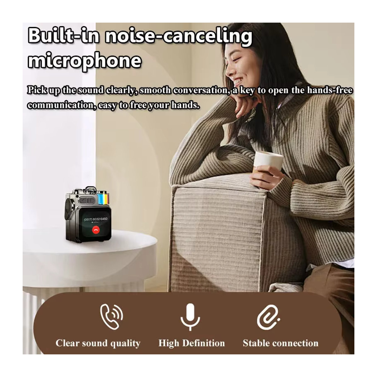 JINSERTA Bluetooth Lautsprecher mit Smart Touch Screen, tragbarer Mini Audio Player mit App-Steuerung und Freisprechfunktion, Schwarz oder Silber - Bild 4