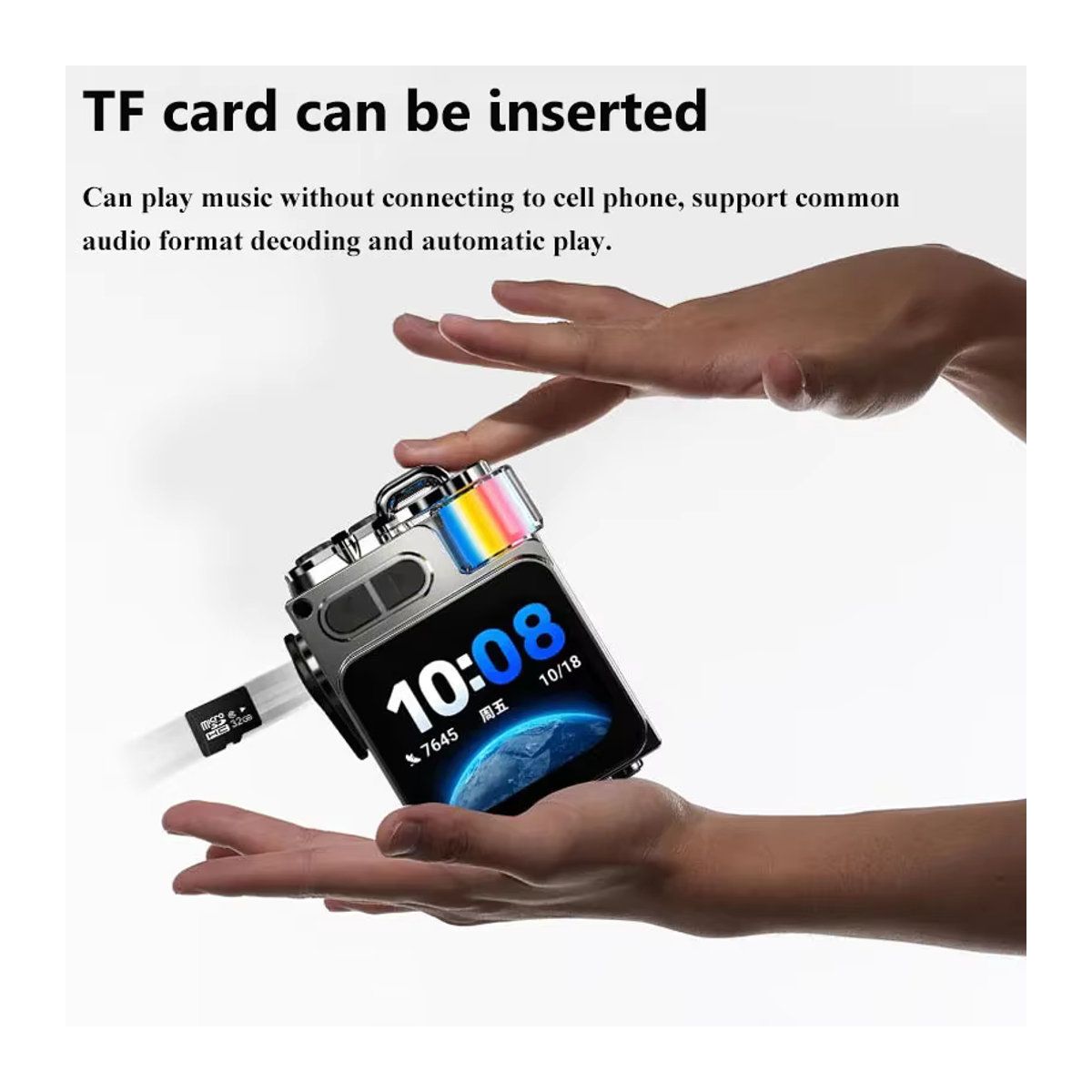JINSERTA Bluetooth Lautsprecher mit Smart Touch Screen, tragbarer Mini Audio Player mit App-Steuerung und Freisprechfunktion, Schwarz oder Silber - Bild 5