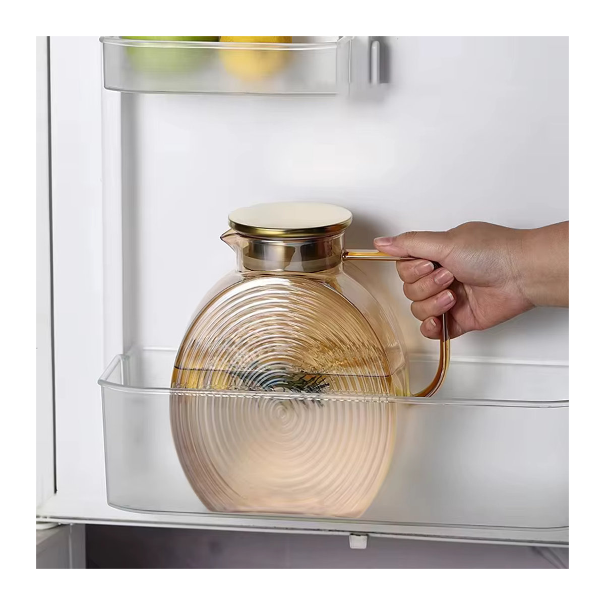 JIUAN Kühlschrankflaschen Set aus hitzebeständigem Glas in Braun, skandinavisches Design, 2,5 l pro Flasche - Bild 2