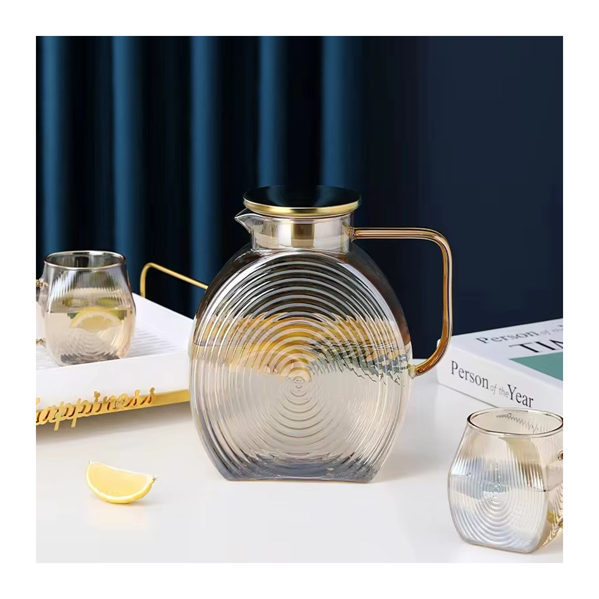 JIUAN Kühlschrankflaschen Set aus hitzebeständigem Glas in Braun, skandinavisches Design, 2,5 l pro Flasche - Bild 3
