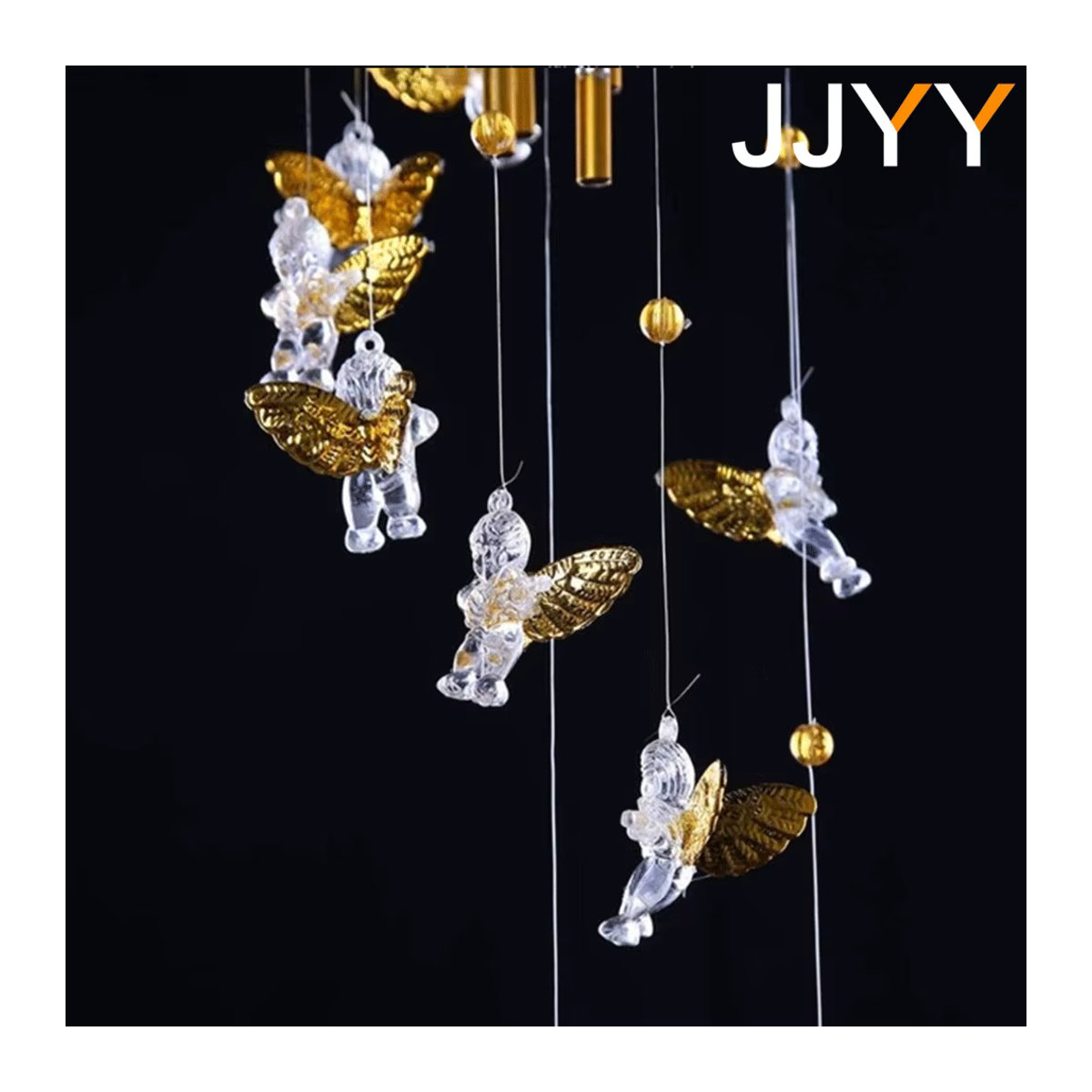 JJYY Angel Cupid Windspiel-Anhänger aus Glas und Metall in Silber oder Gold zur Heimdekoration - Bild 3