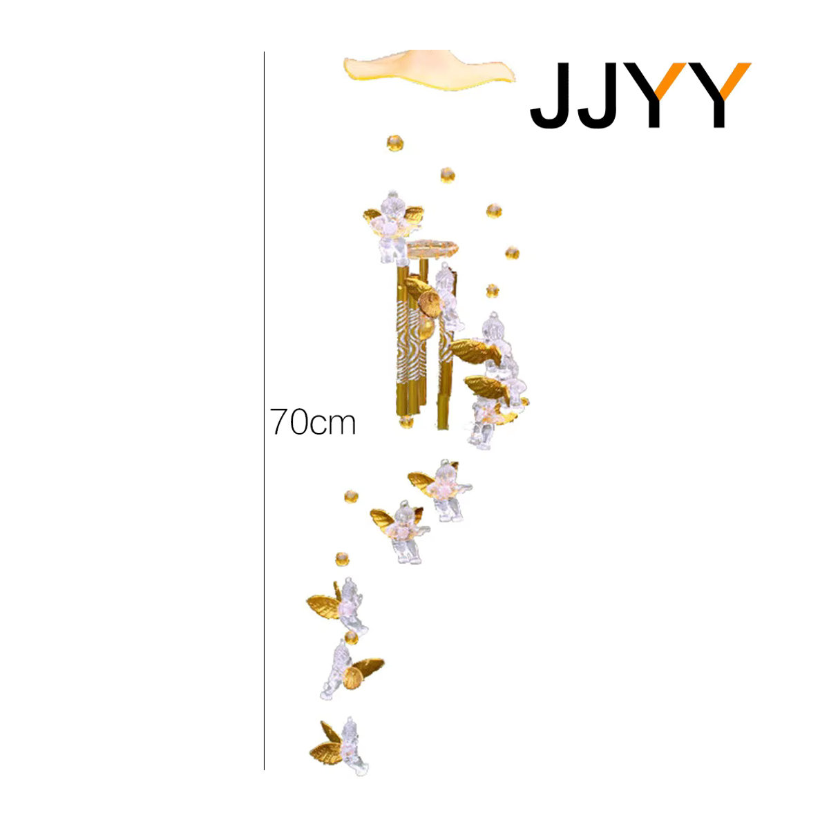 JJYY Angel Cupid Windspiel-Anhänger aus Glas und Metall in Silber oder Gold zur Heimdekoration - Bild 5