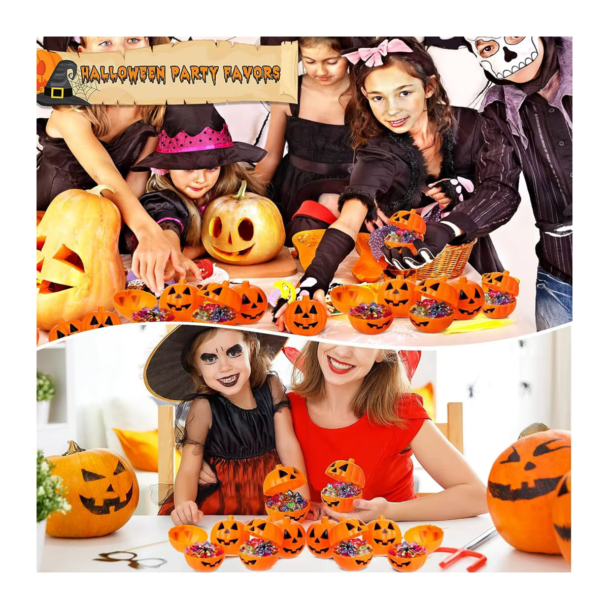 JK-ZMM Halloween Kürbis Aufbewahrungsboxen aus Kunststoff in Orange für Kinder als DIY Geschenkebehälter und Partydekoration - Bild 3